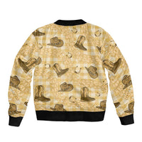 Yellow Palaka Hawaii Cowboy Bomber Jacket Puakenikeni Lei Paniolo Papale Seamless Vibes - Polynesian Pride
