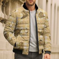 Yellow Palaka Hawaii Cowboy Bomber Puffer Jacket Puakenikeni Lei Paniolo Papale Seamless Vibes - Polynesian Pride