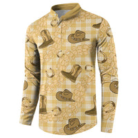 Yellow Palaka Hawaii Cowboy Button Sweatshirt Puakenikeni Lei Paniolo Papale Seamless Vibes - Polynesian Pride