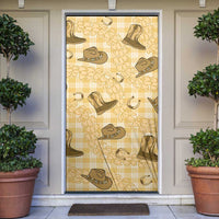 Yellow Palaka Hawaii Cowboy Door Cover Puakenikeni Lei Paniolo Papale Seamless Vibes LT14 Yellow - Polynesian Pride