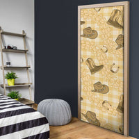 Yellow Palaka Hawaii Cowboy Door Cover Puakenikeni Lei Paniolo Papale Seamless Vibes LT14 - Polynesian Pride