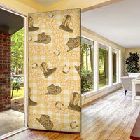 Yellow Palaka Hawaii Cowboy Door Cover Puakenikeni Lei Paniolo Papale Seamless Vibes LT14 - Polynesian Pride