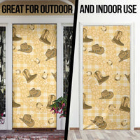 Yellow Palaka Hawaii Cowboy Door Cover Puakenikeni Lei Paniolo Papale Seamless Vibes LT14 - Polynesian Pride