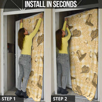 Yellow Palaka Hawaii Cowboy Door Cover Puakenikeni Lei Paniolo Papale Seamless Vibes LT14 - Polynesian Pride