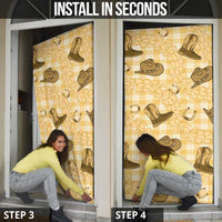 Yellow Palaka Hawaii Cowboy Door Cover Puakenikeni Lei Paniolo Papale Seamless Vibes LT14 - Polynesian Pride