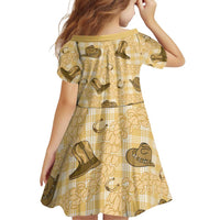 Yellow Palaka Hawaii Cowboy Family Matching Off Shoulder Short Dress and Hawaiian Shirt Puakenikeni Lei Paniolo Papale Seamless Vibes - Polynesian Pride