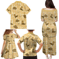 Yellow Palaka Hawaii Cowboy Family Matching Puletasi and Hawaiian Shirt Puakenikeni Lei Paniolo Papale Seamless Vibes - Polynesian Pride