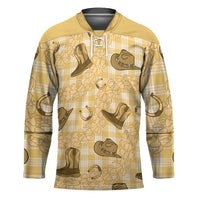 Yellow Palaka Hawaii Cowboy Hockey Jersey Puakenikeni Lei Paniolo Papale Seamless Vibes LT14 Unisex Yellow - Polynesian Pride