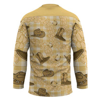 Yellow Palaka Hawaii Cowboy Hockey Jersey Puakenikeni Lei Paniolo Papale Seamless Vibes LT14 - Polynesian Pride