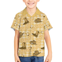 Yellow Palaka Hawaii Cowboy Kid Hawaiian Shirt Puakenikeni Lei Paniolo Papale Seamless Vibes - Polynesian Pride