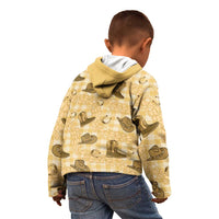 Yellow Palaka Hawaii Cowboy Kid Hoodie Puakenikeni Lei Paniolo Papale Seamless Vibes - Polynesian Pride