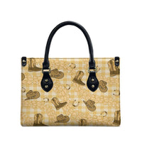 Yellow Palaka Hawaii Cowboy Leather Bag Puakenikeni Lei Paniolo Papale Seamless Vibes LT14 - Polynesian Pride