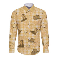 Yellow Palaka Hawaii Cowboy Long Sleeve Button Shirt Puakenikeni Lei Paniolo Papale Seamless Vibes - Polynesian Pride