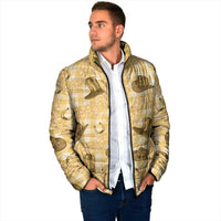 Yellow Palaka Hawaii Cowboy Padded Jacket Puakenikeni Lei Paniolo Papale Seamless Vibes - Polynesian Pride