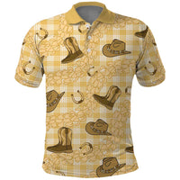 Yellow Palaka Hawaii Cowboy Polo Shirt Puakenikeni Lei Paniolo Papale Seamless Vibes - Polynesian Pride