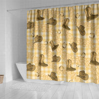 Yellow Palaka Hawaii Cowboy Shower Curtain Puakenikeni Lei Paniolo Papale Seamless Vibes - Polynesian Pride
