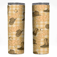 Yellow Palaka Hawaii Cowboy Skinny Tumbler Puakenikeni Lei Paniolo Papale Seamless Vibes LT14 Yellow - Polynesian Pride