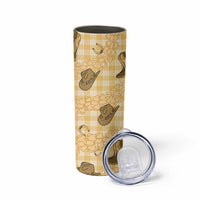 Yellow Palaka Hawaii Cowboy Skinny Tumbler Puakenikeni Lei Paniolo Papale Seamless Vibes LT14 - Polynesian Pride
