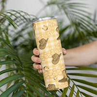 Yellow Palaka Hawaii Cowboy Skinny Tumbler Puakenikeni Lei Paniolo Papale Seamless Vibes LT14 - Polynesian Pride