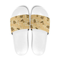Yellow Palaka Hawaii Cowboy Slide Sandals Puakenikeni Lei Paniolo Papale Seamless Vibes - Polynesian Pride