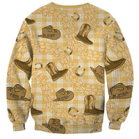 Yellow Palaka Hawaii Cowboy Sweatshirt Puakenikeni Lei Paniolo Papale Seamless Vibes - Polynesian Pride