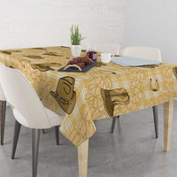 Yellow Palaka Hawaii Cowboy Tablecloth Puakenikeni Lei Paniolo Papale Seamless Vibes - Polynesian Pride
