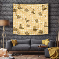 Yellow Palaka Hawaii Cowboy Tapestry Puakenikeni Lei Paniolo Papale Seamless Vibes - Polynesian Pride