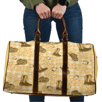 Yellow Palaka Hawaii Cowboy Travel Bag Puakenikeni Lei Paniolo Papale Seamless Vibes - Polynesian Pride