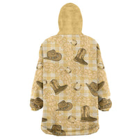 Yellow Palaka Hawaii Cowboy Wearable Blanket Hoodie Puakenikeni Lei Paniolo Papale Seamless Vibes - Polynesian Pride