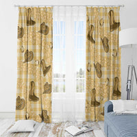 Yellow Palaka Hawaii Cowboy Window Curtain Puakenikeni Lei Paniolo Papale Seamless Vibes - Polynesian Pride
