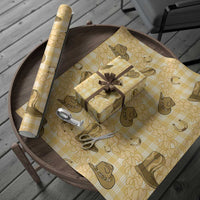 Yellow Palaka Hawaii Cowboy Wrapping Paper Puakenikeni Lei Paniolo Papale Seamless Vibes - Polynesian Pride