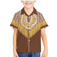 Aloha Hawaii Cowboy Custome Family Matching Mermaid Dress and Hawaiian Shirt Puakenikeni Lei Palaka Tassel Style - Polynesian Pride