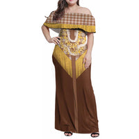 Aloha Hawaii Cowboy Custome Family Matching Off Shoulder Maxi Dress and Hawaiian Shirt Puakenikeni Lei Palaka Tassel Style - Polynesian Pride