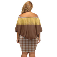 Aloha Hawaii Cowboy Custome Family Matching Off Shoulder Short Dress and Hawaiian Shirt Puakenikeni Lei Palaka Tassel Style - Polynesian Pride