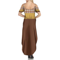 Aloha Hawaii Cowboy Custome Family Matching Summer Maxi Dress and Hawaiian Shirt Puakenikeni Lei Palaka Tassel Style - Polynesian Pride