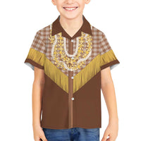 Aloha Hawaii Cowboy Custome Family Matching Summer Maxi Dress and Hawaiian Shirt Puakenikeni Lei Palaka Tassel Style - Polynesian Pride