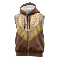 Aloha Hawaii Cowboy Custome Sleeveless Zip Hoodie Puakenikeni Lei Palaka Tassel Style LT14
