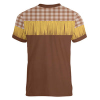 Aloha Hawaii Cowboy Custome Women V-Neck T-Shirt Puakenikeni Lei Palaka Tassel Style - Polynesian Pride