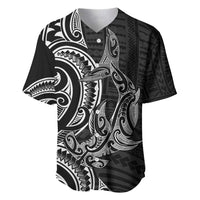 New Zealand Hammerhead Shark Baseball Jersey Maori Haehae Mangopare Black - Polynesian Pride