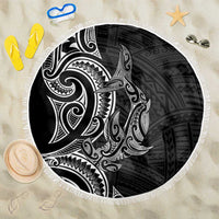 New Zealand Hammerhead Shark Beach Blanket Maori Haehae Mangopare Black - Polynesian Pride