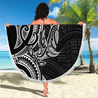 New Zealand Hammerhead Shark Beach Blanket Maori Haehae Mangopare Black - Polynesian Pride