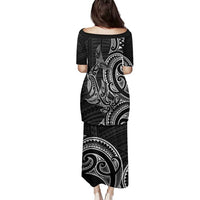 New Zealand Hammerhead Shark Family Matching Puletasi and Hawaiian Shirt Maori Haehae Mangopare Black - Polynesian Pride