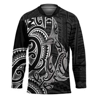 New Zealand Hammerhead Shark Hockey Jersey Maori Haehae Mangopare Black - Polynesian Pride