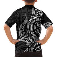 New Zealand Hammerhead Shark Kid Hawaiian Shirt Maori Haehae Mangopare Black - Polynesian Pride
