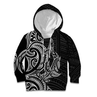 New Zealand Hammerhead Shark Kid Hoodie Maori Haehae Mangopare Black - Polynesian Pride