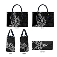 New Zealand Hammerhead Shark Leather Bag Maori Haehae Mangopare Black - Polynesian Pride