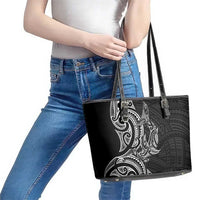 New Zealand Hammerhead Shark Leather Tote Bag Maori Haehae Mangopare Black LT14 - Polynesian Pride