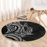 New Zealand Hammerhead Shark Round Carpet Maori Haehae Mangopare Black - Polynesian Pride