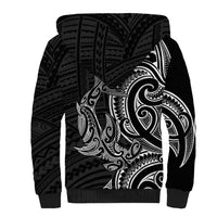 New Zealand Hammerhead Shark Sherpa Hoodie Maori Haehae Mangopare Black - Polynesian Pride