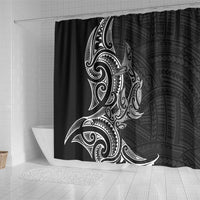 New Zealand Hammerhead Shark Shower Curtain Maori Haehae Mangopare Black - Polynesian Pride